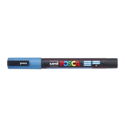Dekormarker, 0,9-1,3 mm, UNI "Posca PC-3ML", fényes kék Dekormarker, 0,9-1,3 mm, UNI "Posca PC-3ML", fényes kék
