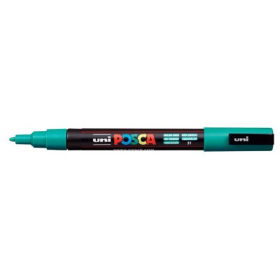 Dekormarker, 0,9-1,3 mm, UNI "Posca PC-3M", smaragdzöld