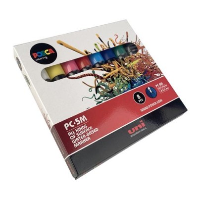 Dekormarker készlet, 1,8-2,5 mm, UNI "Posca PC-5M", 8 különböző szín Dekormarker készlet, 1,8-2,5 mm, UNI "Posca PC-5M", 8 különböző szín
