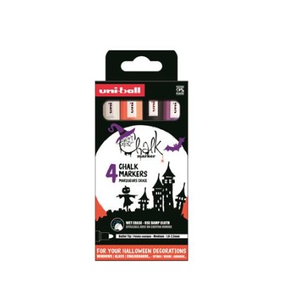 Krétamarker készlet, 1,8-2,5 mm, UNI "PWE-5M","Halloween", 4 különböző szín
