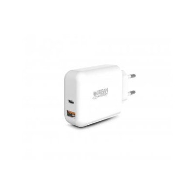 Hálózati töltő, 1xUSB-A (18W), 1xUSB-C (45W), USB-A–USB-C kábel, URBAN FACTORY