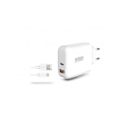 Hálózati töltő, 1xUSB-A (18W), 1xUSB-C (45W), USB-A–USB-C kábel, URBAN FACTORY