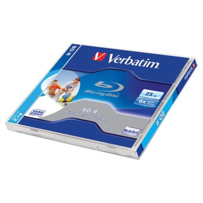 BD-R BluRay lemez, nyomtatható, 25GB, 6x, 1 db, normál tok, VERBATIM