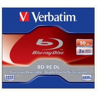 BD-RE BluRay lemez, kétrétegű, újraírható, 50GB, 2x, 1db, normál tok, VERBATIM