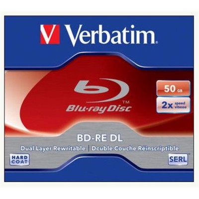 BD-RE BluRay lemez, kétrétegű, újraírható, 50GB, 2x, 1db, normál tok, VERBATIM