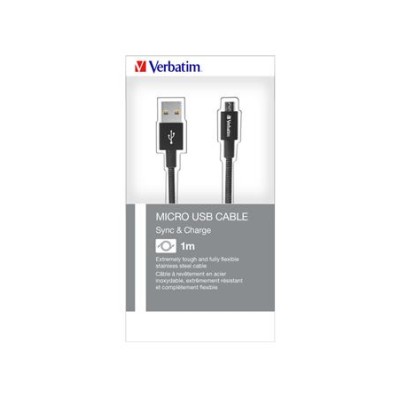 USB kábel, USB - micro USB, 1 m, VERBATIM, fekete