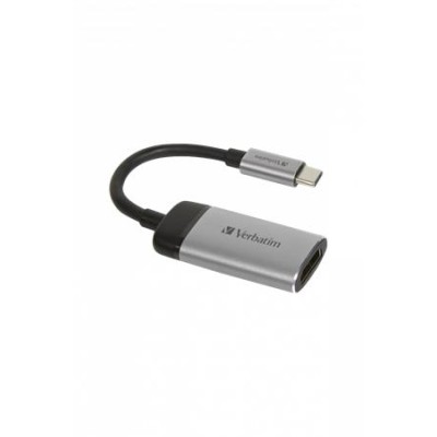 Adapter, USB-C/HDMI, 4K, VERBATIM, alumínium-fekete