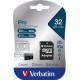 Memóriakártya, microSDHC, 32GB, CL10/U3, 90/45 MB/s, adapter, VERBATIM "PRO"