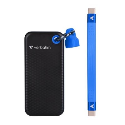 SSD (külső memória) 1TB, USB 3.2 Gen2, VERBATIM "Pocket SSD", fekete/kék SSD (külső memória) 1TB, USB 3.2 Gen2, VERBATIM "Pocket SSD", fekete/kék