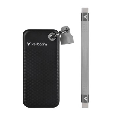 SSD (külső memória) 1TB, USB 3.2 Gen2, VERBATIM "Pocket SSD", fekete/szürke SSD (külső memória) 1TB, USB 3.2 Gen2, VERBATIM "Pocket SSD", fekete/szürke