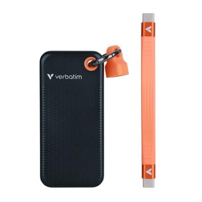 SSD (külső memória) 1TB, USB 3.2 Gen2, VERBATIM "Pocket SSD", fekete/narancs SSD (külső memória) 1TB, USB 3.2 Gen2, VERBATIM "Pocket SSD", fekete/narancs