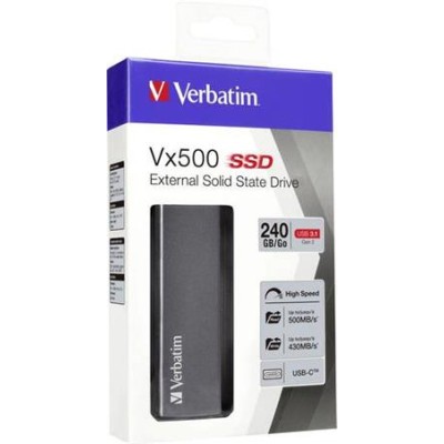 SSD (külső memória), 240 GB, USB 3.1, VERBATIM "Vx500", szürke