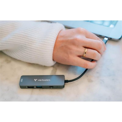 USB elosztó-HUB, USB-C /2xUSB-A, HDMI, USB-C, VERBATIM USB elosztó-HUB, USB-C /2xUSB-A, HDMI, USB-C, VERBATIM