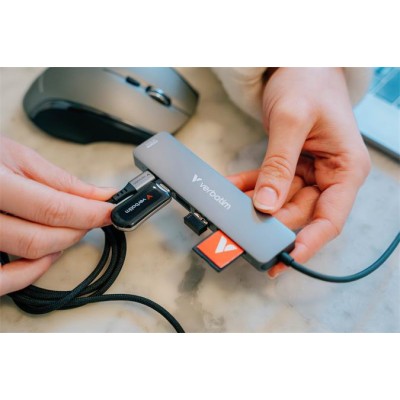 USB elosztó-HUB, 2xUSB-C /2xUSB-A, HDMI,SD, MicroSD, VERBATIM USB elosztó-HUB, 2xUSB-C /2xUSB-A, HDMI,SD, MicroSD, VERBATIM