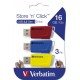 Pendrive, 3 x 16GB, USB 3.2, 80/25MB/sec, VERBATIM "Store n Click", piros, kék, sárga