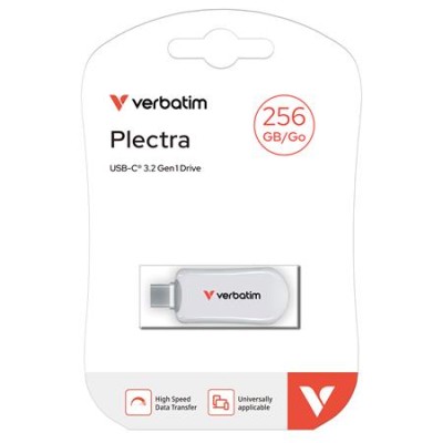 Pendrive, 256GB, USB-C 3.2 Gen1, VERBATIM "Plectra", fehér Pendrive, 256GB, USB-C 3.2 Gen1, VERBATIM "Plectra", fehér