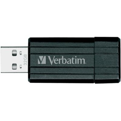 Pendrive, 32GB, USB 2.0, 10/4MB/sec, VERBATIM "PinStripe", fekete