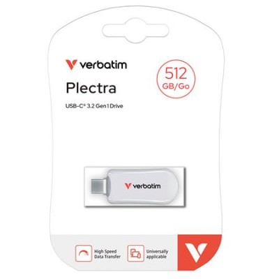Pendrive, 512GB, USB-C 3.2 Gen1, VERBATIM "Plectra", fehér