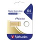 Pendrive, 64GB, USB 3.2, VERBATIM "Executive Metal", arany