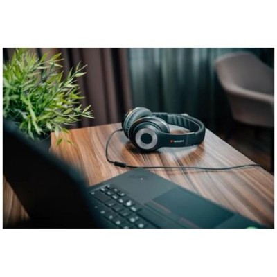 Fejhallgató, mikrofonnal, USB-C, VERBATIM "TruSound Headset", fekete