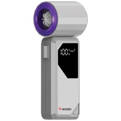 Kézi ventilátor, VERBTIM "Cool’n’Go AirJet", szürke-lila