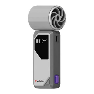 Kézi ventilátor, VERBTIM "Cool’n’Go AirJet", szürke-lila