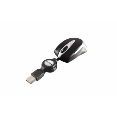 Egér, vezetékes, optikai, kisméret, USB, VERBATIM "Go Mini", ezüst-fekete