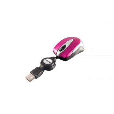 Egér, vezetékes, optikai, kisméret, USB, VERBATIM "Go Mini", ezüst-ciklámen