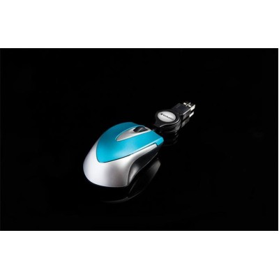 Egér, vezetékes, optikai, kisméret, USB, VERBATIM "Go Mini", ezüst-karibikék