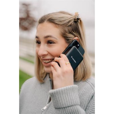 Power bank, mágneses (vezeték nélküli), 20.000mAh, VERBATIM "Charge n Go Essentials", fekete