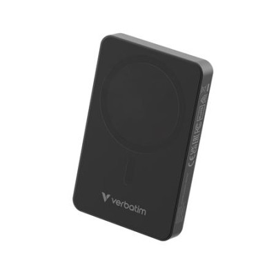 Power bank, mágneses (vezeték nélküli), 10.000mAh, VERBATIM "Charge n Go Essentials", fekete