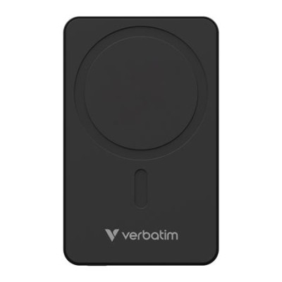 Power bank, mágneses (vezeték nélküli), 10.000mAh, VERBATIM "Charge n Go Essentials", fekete