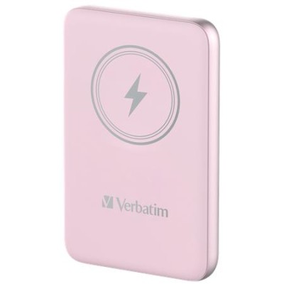 Power bank, mágneses (vezeték nélküli), 10.000mAh, VERBATIM "MCP-10, rózsaszín Power bank, mágneses (vezeték nélküli), 10.000mAh, VERBATIM "MCP-10, rózsaszín