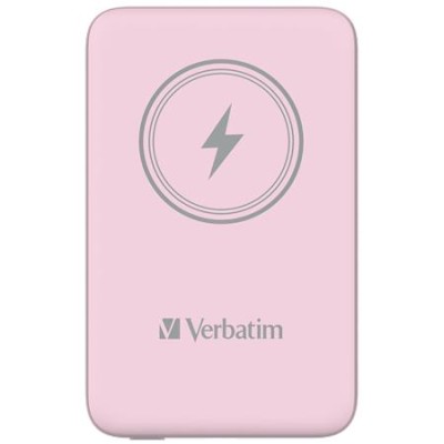Power bank, mágneses (vezeték nélküli), 10.000mAh, VERBATIM "MCP-10, rózsaszín
