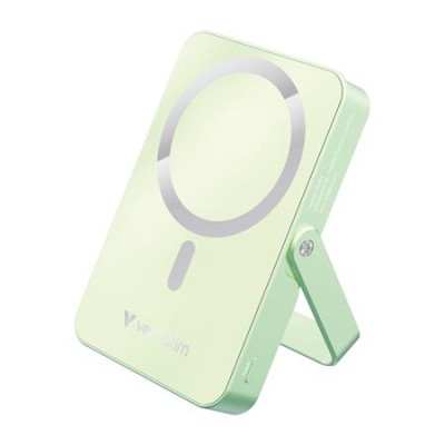 Power bank, mágneses (vezeték nélküli), 10.000mAh, VERBATIM "Charge n Go", zöld
