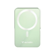 Power bank, mágneses (vezeték nélküli), 10.000mAh, VERBATIM "Charge n Go", zöld
