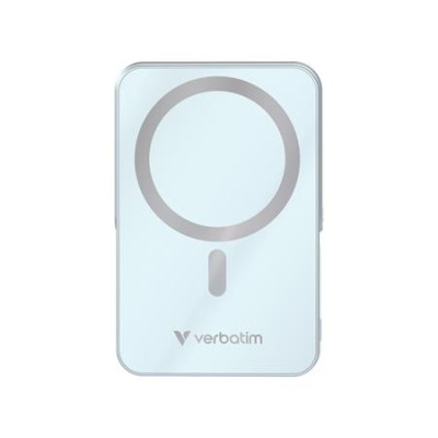 Power bank, mágneses (vezeték nélküli), 10.000mAh, VERBATIM "Charge n Go", kék