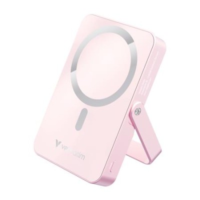 Power bank, mágneses (vezeték nélküli), 10.000mAh, VERBATIM "Charge n Go", rózsaszín