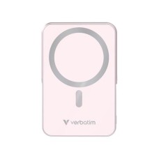 Power bank, mágneses (vezeték nélküli), 10.000mAh, VERBATIM "Charge n Go", rózsaszín