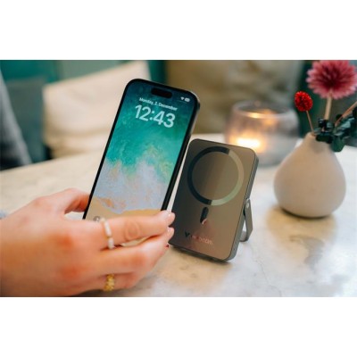 Power bank, mágneses (vezeték nélküli), 10.000mAh, VERBATIM "Charge n Go", szürke