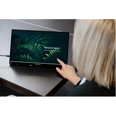 Hordozható monitor, érintőképernyő, 4K UHD felbontás, fém borítás, 15,6", VERBATIM "PMT-15-4K"