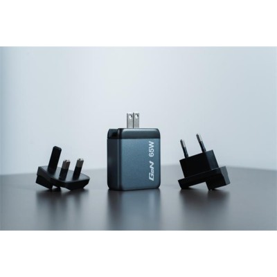 Hálózati töltő, 2xUSB-C PD (65W), USB-A QC 3.0, EU/UK/US, GaN, VERBATIM