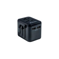 Utazóadapter, univerzális, 2xUSB, VERBATIM "UTA-01"