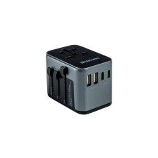 Utazóadapter, univerzális, USB-A(QC 3.0)/USB-C(PD30W)2xUSB, VERBATIM "UTA-03"