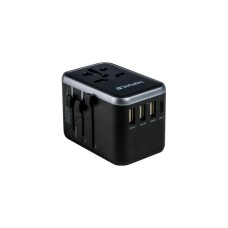 Utazóadapter, univerzális, USB-A(QC 3.0)/USB-C(PD61W)2xUSB, VERBATIM "UTA-04"