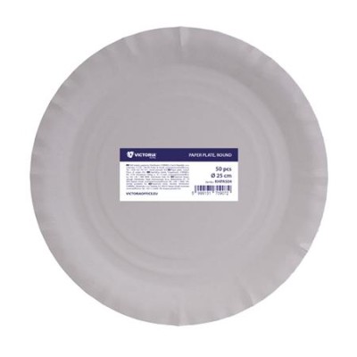 Papírtányér, kerek, 25 cm átmérő, VICTORIA FACILITY
