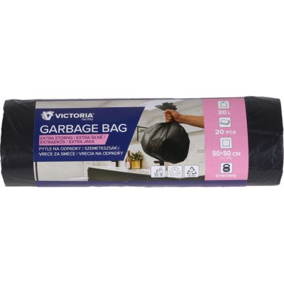 Szemeteszsák, extra erős, 20 l, 20 db, 50x50 cm, VICTORIA FACILITY