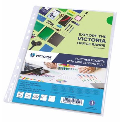 Genotherm, lefűzhető, oldalán hajtófüllel, A4, 150 mikron, víztiszta, VICTORIA OFFICE