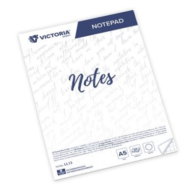 Jegyzettömb, A5, 5x50 lap, négyzetrácsos, VICTORIA OFFICE, fehér
