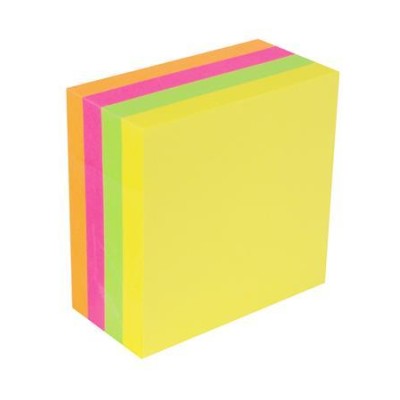 Öntapadó jegyzettömb, 75x75 mm, 400 lap, VICTORIA OFFICE, neon